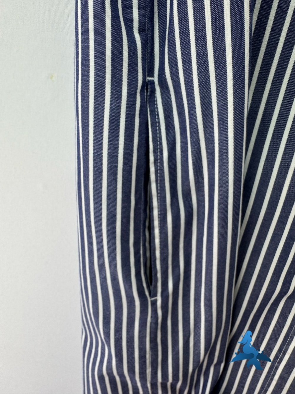 1307 - Everlane Striped Shirt Dress - Band Collar - Size 0 - Blue White - Picture 7 of 15
